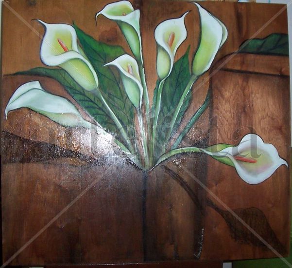 happy calas Oil Panel Floral Painting