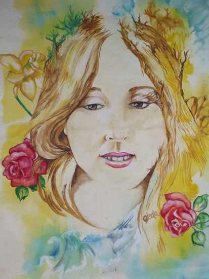 retrato de la joven Maria Watercolour Paper Portrait