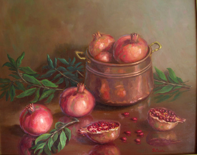 Granadas en Cobre Oil Canvas Still Life Paintings