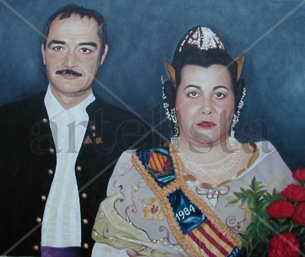 Jaime y Bienvenida Oil Canvas Portrait