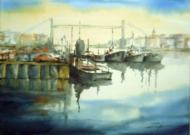 VISTA DE PORTUGALETE Acuarela Papel Paisaje