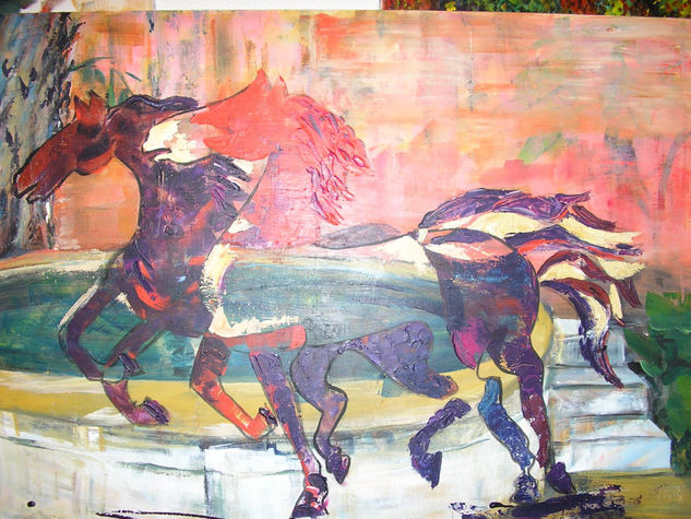 Caballos árabes en el Alcazar de Sevilla Oil Canvas Landscaping