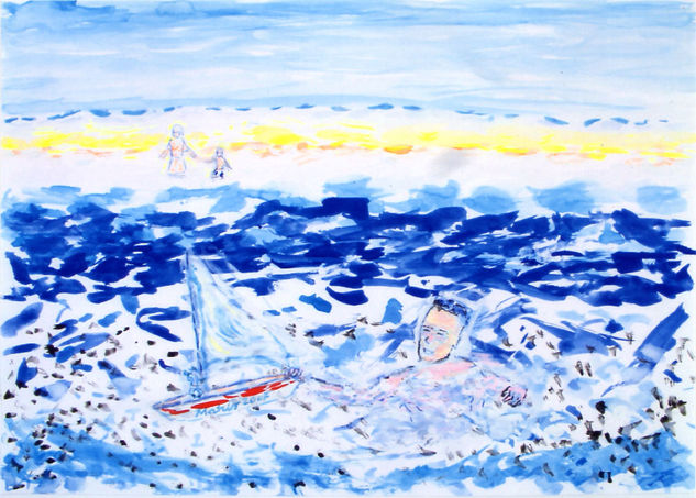 O Barco perdido Gouache Paper Marine Painting