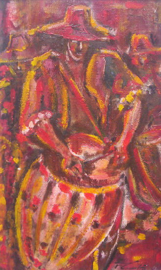 sangrecaliente Oil Panel Figure Painting