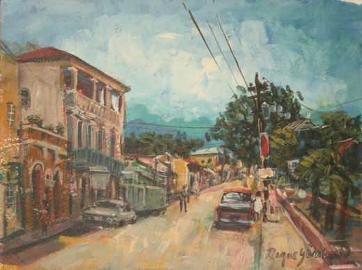 Calle del pueblo Oil Canvas Landscaping