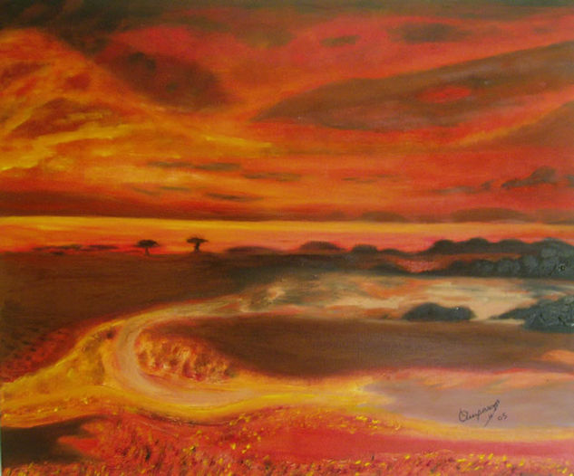 Amanecer en Africa. Oil Canvas Landscaping