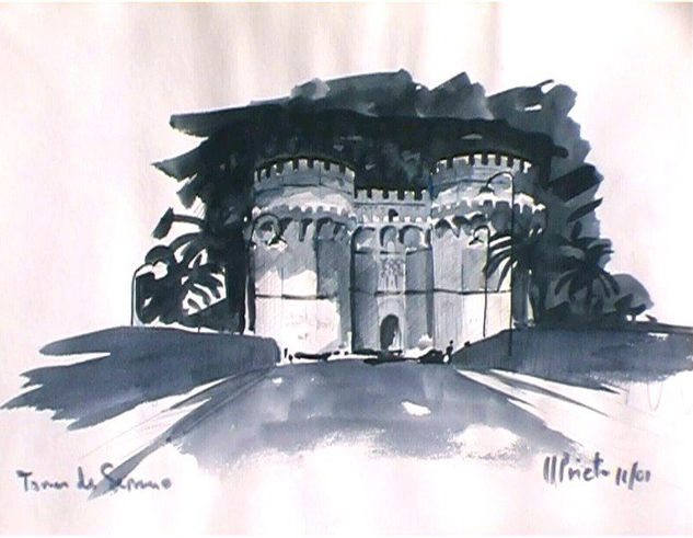 Torres de serrano Acuarela Papel Paisaje