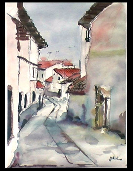 calle el Pobo Acuarela Papel Paisaje