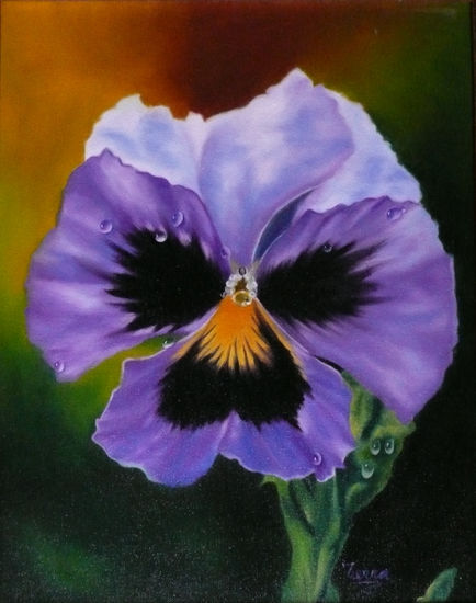 Pensamiento Morado      "Pansy" Oil Canvas Floral Painting