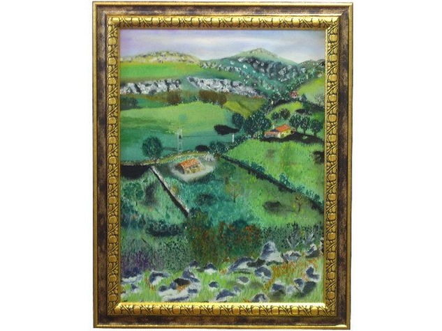 Paisaje rural Cantabria Watercolour Canvas Landscaping