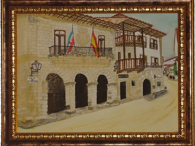 Pueblo de Cantabria Watercolour Canvas Landscaping