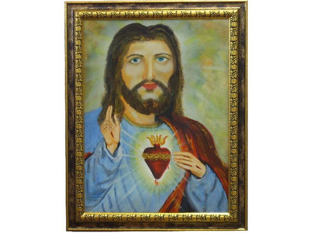 Sagrado Corazon (Jesús) Oil Canvas Portrait