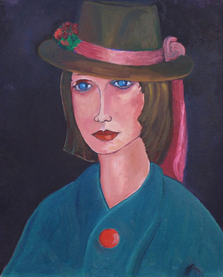 La senyora del barret Oil Canvas Portrait