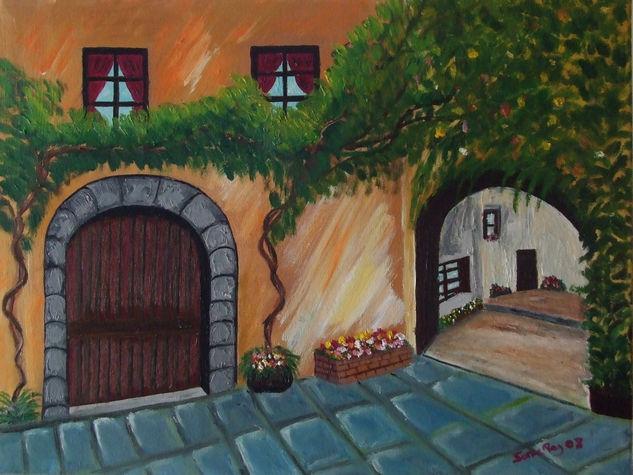 Casa andaluza, óleo 30x40 Óleo Lienzo Otros