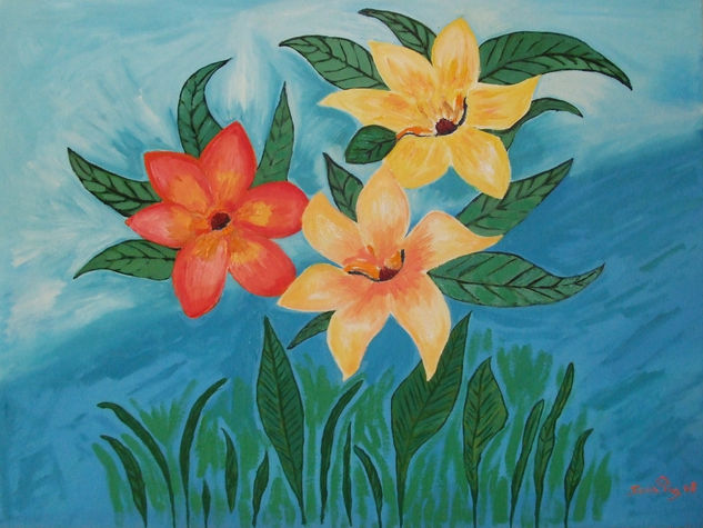 Flores exoticas, óleo 50x60. Año 2008. Óleo Lienzo Otros