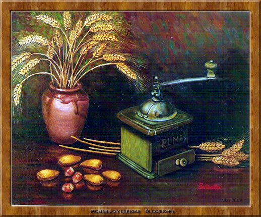 Molinillo y espigas Oil Canvas Still Life Paintings