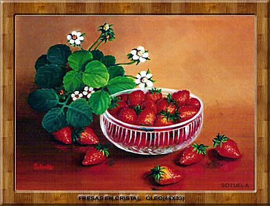 FRESAS EN CRISTAL Oil Canvas Still Life Paintings