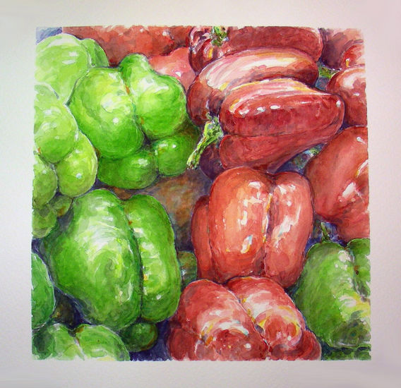 Pimientos Watercolour Paper Still Life Paintings