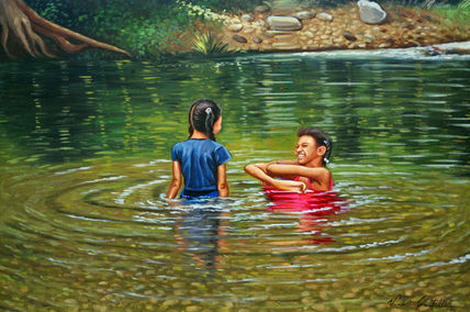 Niñas en el rio