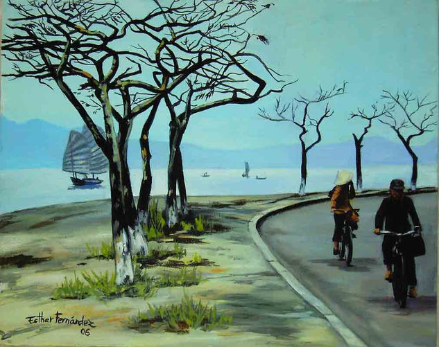 Paseo en bici Oil Canvas Landscaping