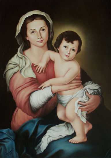 LA VIRGEN Y EL NIÑO (Versión de Murillo) Oil Canvas Figure Painting