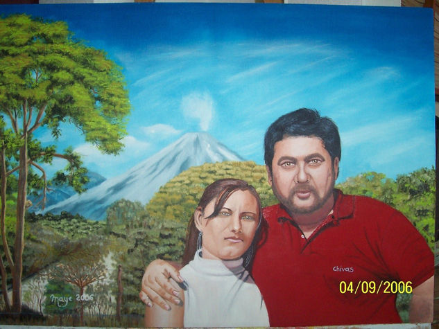 J.L y su Amiga Oil Canvas Portrait