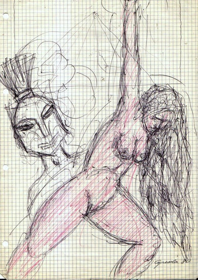 PRETORIANO Y DESNUDO,1980 Ink