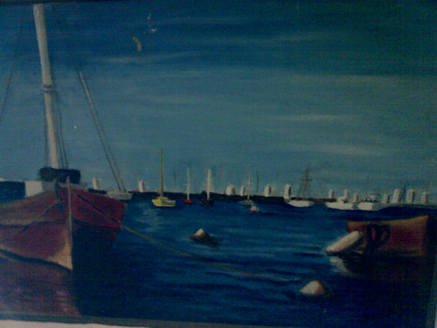 Puerto de punta del Este Oil Canvas Marine Painting