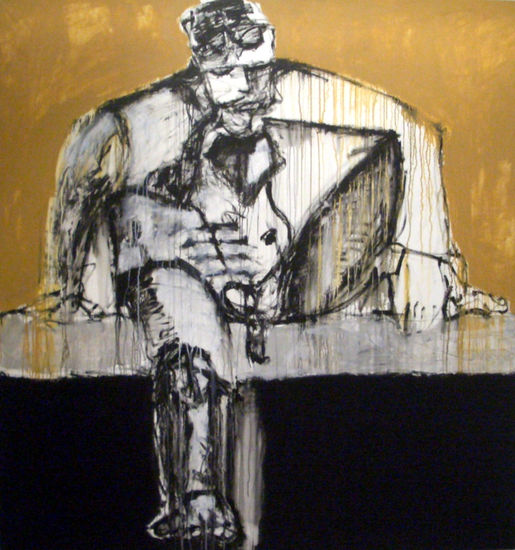 hombre sentado Acrylic Canvas Figure Painting