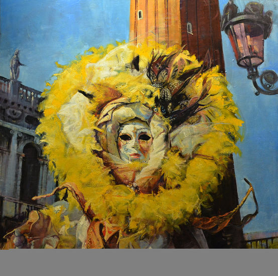 Un Sol de Carnaval. Oil Canvas Figure Painting