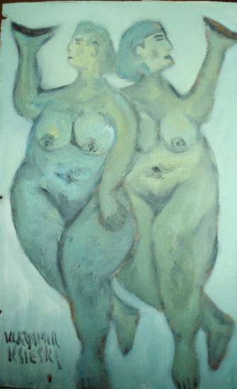 damas grandes verdes Oil Panel Nude Paintings