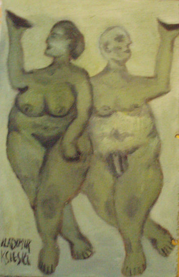 pareja granes verdes Oil Panel Nude Paintings