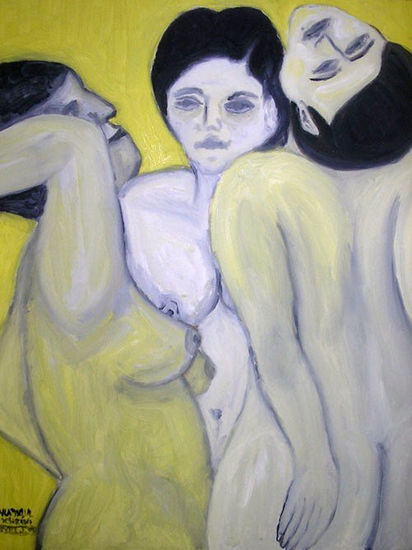 trio Oil Canvas Nude Paintings