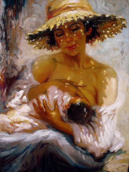 Maternidad Oil Canvas Figure Painting