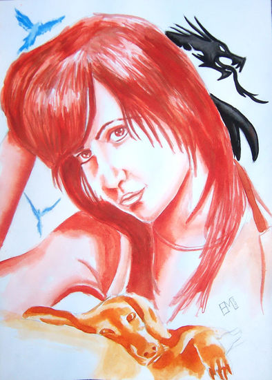 Retrato Ink Paper Figure Painting