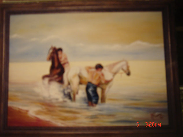 CABALLOS EN LA `LAYA Oil Canvas Landscaping