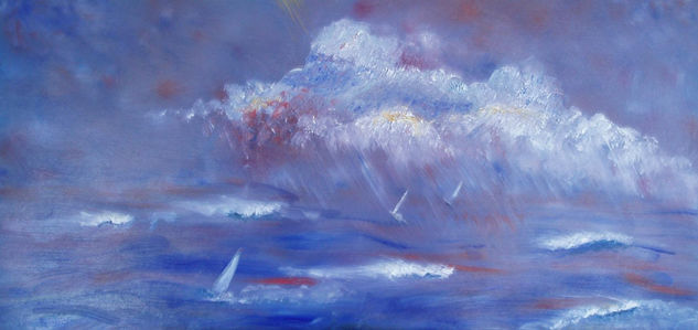 Mal tiempo Oil Panel Marine Painting