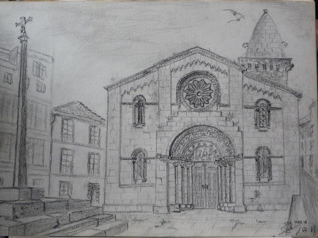 Iglesia de Sta. María. La Coruña Charcoal