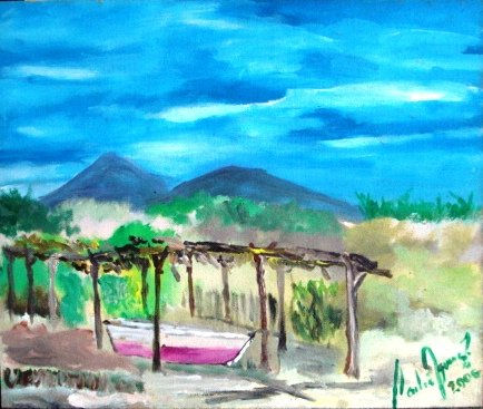 RANCHERIA EN MACANAO Oil Canvas Landscaping