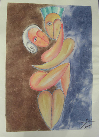 Los amantes nº 1 Watercolour Paper Figure Painting