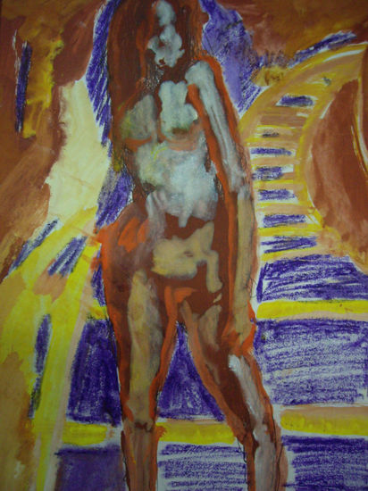 De camino al mirador Gouache Papel Desnudos