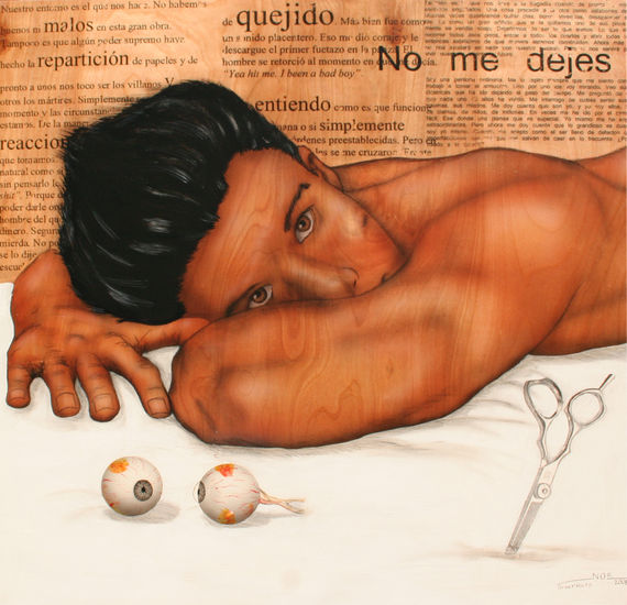 NO ME DEJES Mixed media Panel Portrait