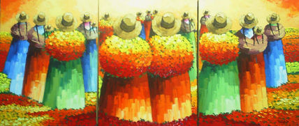 Paisanas con flores