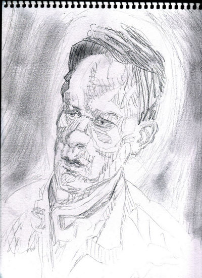 sobre una pintura de un retrato hecho por Lucian Freud Pencil