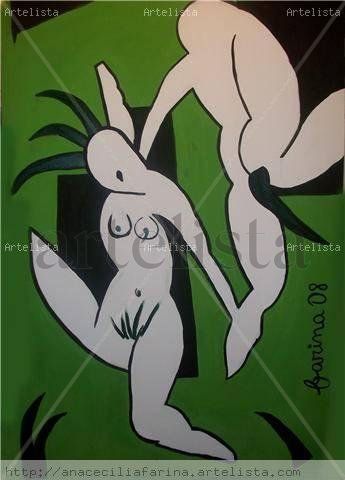 "DESPAREJA EN VERDES POP" Acrylic Canvas Figure Painting