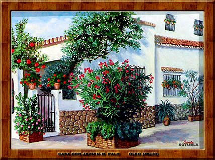 Málaga casa con jazmín Oil Canvas Landscaping