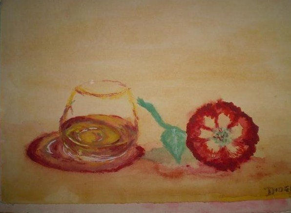 Vaso con Clavel Oil Canvas Landscaping