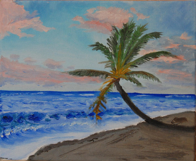 Atardecer en la playa Oil Canvas Landscaping