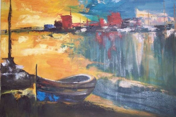 MARINA Oil Canvas Marine Painting