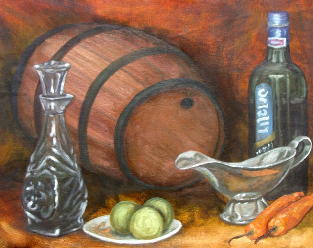 bodegon limones y ajies Oil Canvas Still Life Paintings